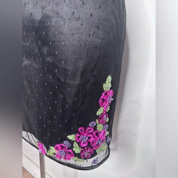 Vintage Betsey Johnson New York Sheer Mesh Two-Piece Set Embroidered Y2K Rare - Picture 4 of 11